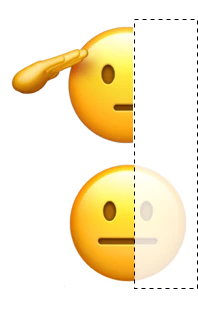 saluting face compared to neutral face