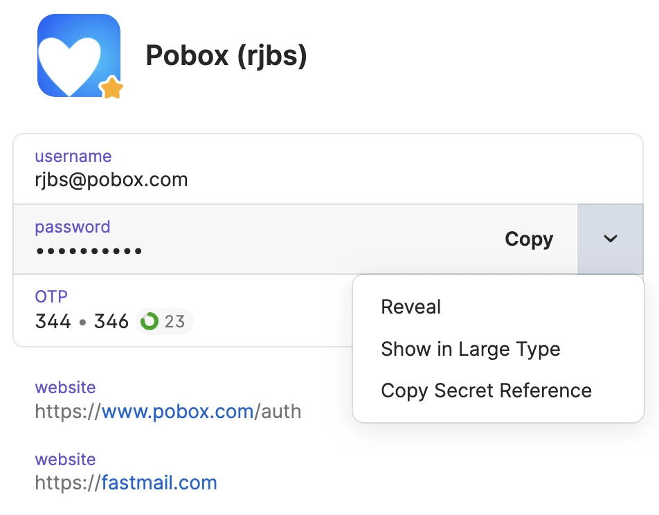 a screenshot of my Pobox login